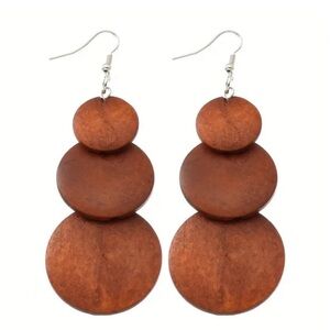 Elegant Brown Wooden Earrings Light Weight, Stylish Boho Fall